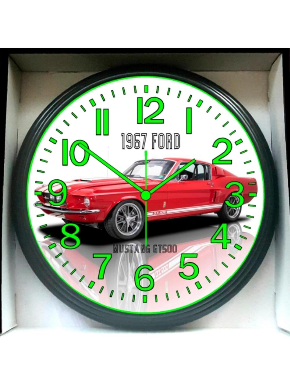 1967 Ford Mustang GT500 Glow In The Dark Wall Clock New!